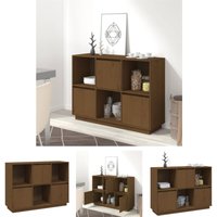 Sideboard Kommode für Wohnzimmer - Schrank Anrichte Honigbraun 110,5x35x80 cm Massivholz Kiefer -FV64252 von BONNEVIE