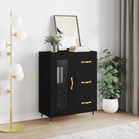 Sideboard Kommode für Wohnzimmer - Schrank Anrichte Schwarz 69,5x34x90 cm Holzwerkstoff -FV86118 von BONNEVIE