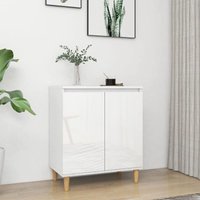 Bonnevie - Sideboard Kommode für Wohnzimmer - Schrank Anrichte mit Massivholz-Beinen Hochglanz-Weiß 60x35x70 cm -FV20173 von BONNEVIE