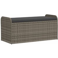 Bonnevie - Sitzbank mit Stauraum & Kissen Grau 115x51x52 cm Poly Rattan vidaXL79852 von BONNEVIE