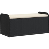 Sitzbank mit Stauraum & Kissen Schwarz 115x51x52 cm Poly Rattan vidaXL41217 von BONNEVIE