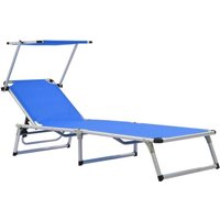 Bonnevie - Sonnenliege Klappliege Gartenliege Liegestuhl - mit Sonnenschutz Aluminium und Textiline Blau BV599019 von BONNEVIE