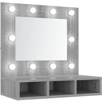 Bonnevie - Spiegelschrank mit LED,Bad Hängeschrank Grau Sonoma 60x31,5x62 cm vidaXL von BONNEVIE