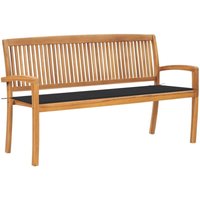 Stapelbare Gartenbank mit Auflage Ruhebank 159 cm Massivholz Teak vidaXL von BONNEVIE