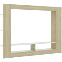 TV-Schrank Weiß und Sonoma-Eiche 152x22x113 cm Holzwerkstoff vidaXL90191 von BONNEVIE