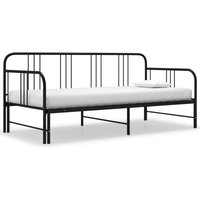 Tagesbett Ausziehbar,Klappbett,Gästebett,Jugendbett für Gästezimmer Schlafzimmer Schwarz Metall 90x200 cm VESS518933 von BONNEVIE