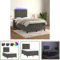The Living Store Boxspringbett mit Matratze & led Dunkelgrau 120x200 cm Samt - Boxspringbett - Doppelbett - Samtbett - Luxusbett - Schlafsofa von BONNEVIE