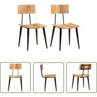 The Living Store Esszimmerstühle 2 Stk. 44x40x80 cm Massivholz Mango - Esszimmerstühle - Mangoholz Stuhl - Holzmöbel - Esstischstuhl - Vintage Stuhl von BONNEVIE