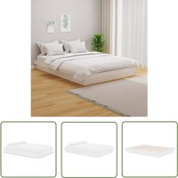 The Living Store Massivholzbett Weiß 140x190 cm - Holzbett - Massivholzbette - Kiefernbett - Doppelbett - Weißes Bett von BONNEVIE