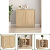 The Living Store Sideboard Sonoma-Eiche 80x34x75 cm Holzwerkstoff - Schreibtisch - Wohnzimmermöbel - Sideboard - Eiche - Holzmöbel von BONNEVIE