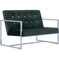 2-Sitzer-Sofa,Sofas gerade mit Armlehnen Dunkelgrün Chrom und Samt vidaXL von BONNEVIE