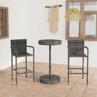 3-tlg. Gartenbar-Set Poly Rattan Grau - Vidaxl 3-tlg. Gartenbar-Set Poly Rattan Grau - Vidaxl von VIDAXL