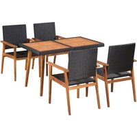 5-tlg. Garten-Essgruppe Poly Rattan Schwarz und Braun vidaXL von MINKUROW