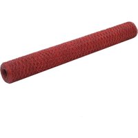 Bonnevie - Drahtzaun Stahl,Maschendrahtzaun mit PVC-Beschichtung 25x1,2 m Rot vidaXL von BONNEVIE