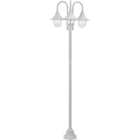 Garten-Pollerleuchte E27 220 cm Aluminium 3-Laterne Weiß vidaXL584826 von BONNEVIE