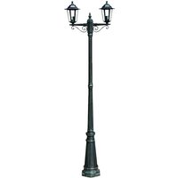 Gartenlaterne 2-flammig 215 cm Dunkelgrün/Schwarz Aluminium vidaXL538106 von BONNEVIE