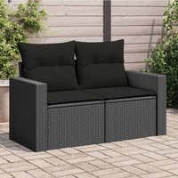 Gartensofa mit Kissen 2-Sitzer Schwarz Poly Rattan Vidaxl von VIDAXL
