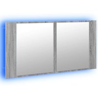 Bonnevie - LED-Spiegelschrank Grau Sonoma 90x12x45 cm Acryl vidaXL254223 von BONNEVIE