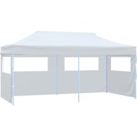 Pop-Up Partyzelt Festzelt mit Seitenwänden Faltbar 3 x 6 m Stahl Weiß vidaXL von BONNEVIE