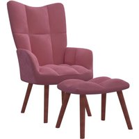 Bonnevie - Relaxsessel,Liegesessel mit Hocker Rosa Samt vidaXL von BONNEVIE