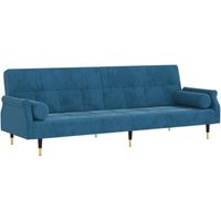 Bonnevie - Schlafsofa mit Kissen Blau Samt vidaXL262800 von BONNEVIE