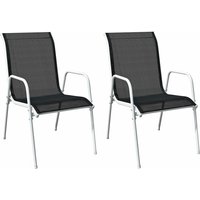 Stapelbare Gartenstühle 2 Stk. Gartensessel Stahl und Textilene Schwarz vidaXL von BONNEVIE