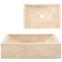 Bonnevie - Waschbecken Aufsatzwaschbecken - Waschtisch 45x30x12 cm Marmor Creme BV451994 von BONNEVIE