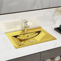 Waschbecken Aufsatzwaschbecken - Waschtisch mit Überlauf 60x46x16 cm Keramik Golden BV694769 Bonnevie von BONNEVIE