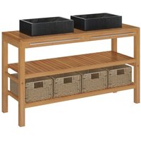 Waschtisch Massivholz Teak mit Waschbecken Marmor Schwarz vidaXL71910 von BONNEVIE