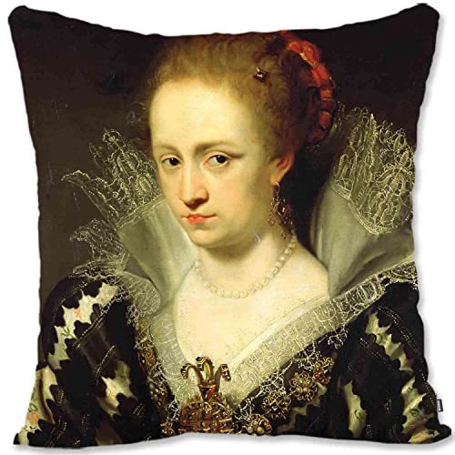 BONNIU Deko Kissenbezug mit Reißverschluss 50X50 cm Samt Kissenschutz Renaissance-Barock-Frauenporträt Kunst - Rubens - Jacqueline De Castres RB578 von BONNIU