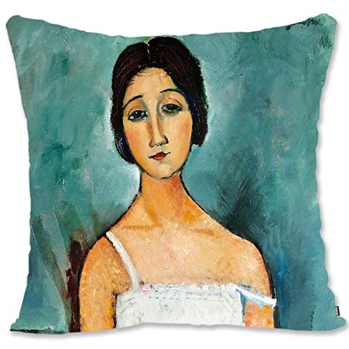 BONNIU Zierkissenhüllen mit Reißverschluss 45X45 cm Samt Kopfkissenschutzbezug Vintage Mädchen Porträt Kunst Dekoration - Modigliani - Christina AM010 von BONNIU