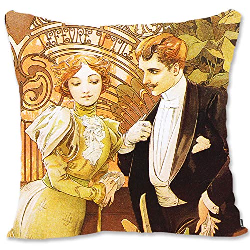 BONNIU Zierkissenhüllen mit Reißverschluss 45X45 cm Samt Kopfkissenschutzbezug Vintage Mädchen Porträt Kunst Dekoration - Mucha - Cookies Lefevre Nützliche C.1895 AL051 BONNIU Zierkissenhüllen mit Reißverschluss 45X45 cm Samt Kopfkissenschutzbezug Vintage Mädchen Porträt Kunst Dekoration - Mucha - Cookies Lefevre Nützliche C.1895 AL051 von BONNIU