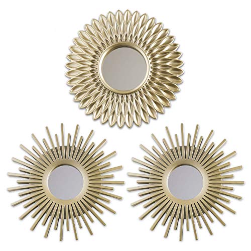 BONNYCO Spiegel Rund Gold 3 Stück Spiegel Klein Wanddeko Wohnzimmer Haus Schlafzimmer | Wandspiegel zum Aufhängen Deko | Dekorative Wandspiegel Vintage,Originelles Geschenk für Frauen Mama von BONNYCO