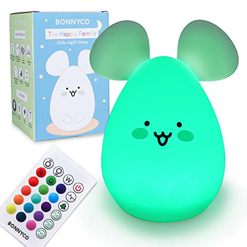 BONNYCO Nachtlicht Kinder mit Fernbedienung und Berührungssensor 16 Farben Maus Nachtlicht Baby mit Timer | Nachttischlampe Kinder Silikon 100% BPA-Frei | Nachtlampe Kinderzimmer Geschenke Baby BONNYCO Nachtlicht Kinder mit Fernbedienung und Berührungssensor 16 Farben Maus Nachtlicht Baby mit Timer | Nachttischlampe Kinder Silikon 100% BPA-Frei | Nachtlampe Kinderzimmer Geschenke Baby von BONNYCO