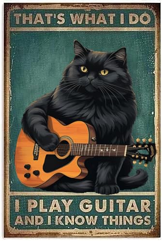 BONSPACE Kitty Retro Metall-Blechschild "That's What I Do I Play Guitar And I Know Things", lustiges Poster, 20,3 x 15,2 cm, Geschenk BONSPACE Kitty Retro Metall-Blechschild "That's What I Do I Play Guitar And I Know Things", lustiges Poster, 20,3 x 15,2 cm, Geschenk von BONSPACE