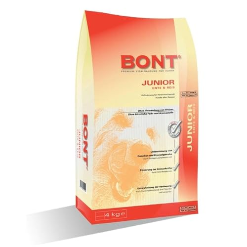 BONT Junior Ente + Reis 1 x 4 kg Vollnahrung für heranwachsende Hunde Trockenfutter von Mcties