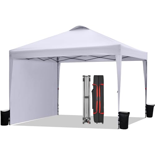 BONTEC Pavillon 3x3m mit 1 Seitenwand, wasserdicht und stabil, Winterfest, mit 50+ UPF Schutz, einfachem Aufbau, höhenverstellbar, tragbar mit Rolltasche – ideal für Outdoor-Events von BONTEC