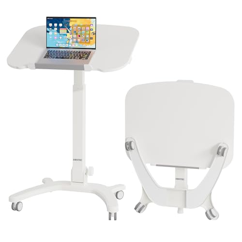BONTEC 65 × 50 cm Klappbarer Mobiler Computertisch mit 4 Rollen, Laptop-Ständer auf Rädern, Stehpult Höhenverstellbar Schreibtisch, Seitentisch für Wohnzimmer, Schlafzimmer, Medizinisch BONTEC 65 × 50 cm Klappbarer Mobiler Computertisch mit 4 Rollen, Laptop-Ständer auf Rädern, Stehpult Höhenverstellbar Schreibtisch, Seitentisch für Wohnzimmer, Schlafzimmer, Medizinisch von BONTEC