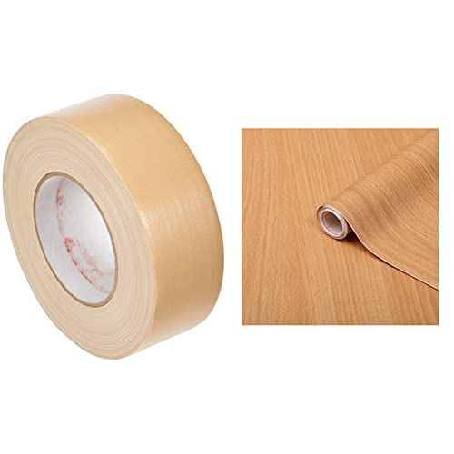 BONUS Eurotech 1BC12.45.0050/050A# Premium Duct Tape, Länge 50 m x Breite 50 mm x Dicke 0,25 mm, Creme & d-c-fix Selbstklebende Designfolie Dekofolie Möbelfolie Hölzer Rotbuche 45 x 200 cm von BONUS Eurotech