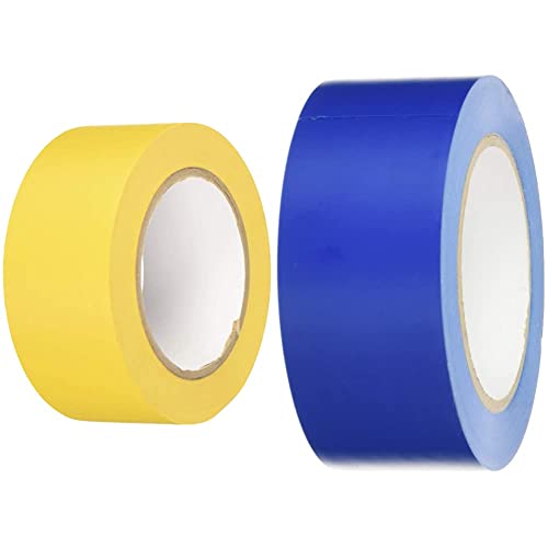 BONUS Eurotech 1BL23.42.0050/033A# PVC Bodenmarkierungsband, 33m x 50mm x 0,17mm, Gelb & 1BL23.44.0050/033A# PVC Bodenmarkierungsband, Klebstoff auf Kautschuk Basis, weich, 33m x 50mm x 0,17mm, Blau von BONUS Eurotech