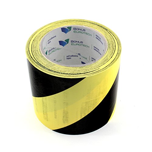 BONUS Eurotech 1BL23.71.0100/033A# PVC Bodenmarkierungsband, Klebstoff auf Kautschuk Basis, weich, Länge 33 m x Breite 100 mm x Dicke 0,17 mm, Gelb/Schwarz von BONUS Eurotech