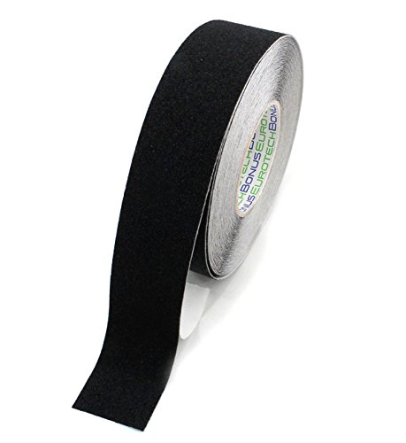 BONUS Eurotech 1BL43.00.0050/018 Anti Rutsch Klebeband, Klebstoff auf Acrylbasis, Krepp PVC Folie, Länge 18 m x Breite 50 mm x Dicke 0,70 mm, Schwarz von BONUS Eurotech