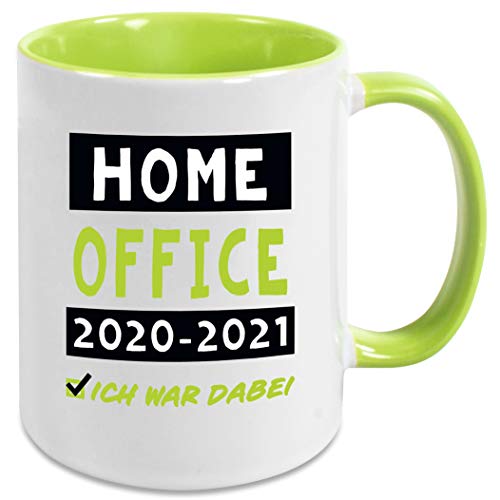 Home Office 2020-2021 - ICH WAR DABEI - Tasse mit Spruch - Kaffeetasse – Kaffeebecher – Bürotasse - Geschenk für Chef, Chefin, Arbeitskollege, Arbeitskollegin (Hellgrün) von BOO Shirt