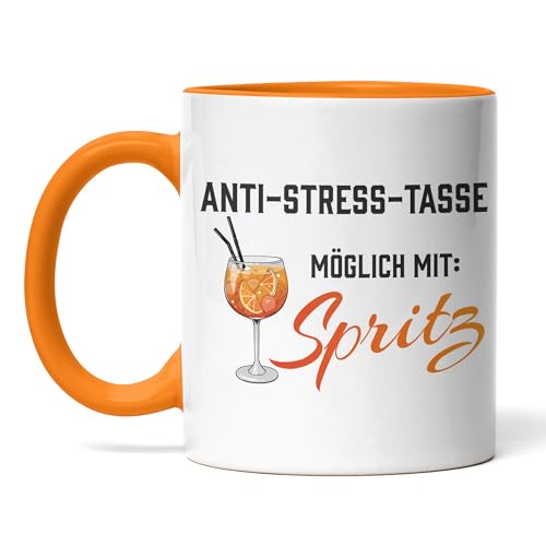 Tasse Anti Stress Spritz – Lustige Sprüche-Tasse für Aperol- & Spritz-Fans (Orange) von BOO Shirt
