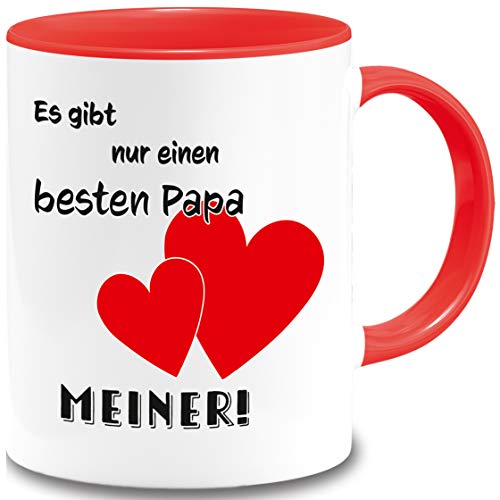 Tasse Es gibt nur einen besten Papa MEINER! Geschenk Vatertag Vaterliebe Spruch Bester Papa Tasse Papa Geschenkideen (Rot) von BOO Shirt