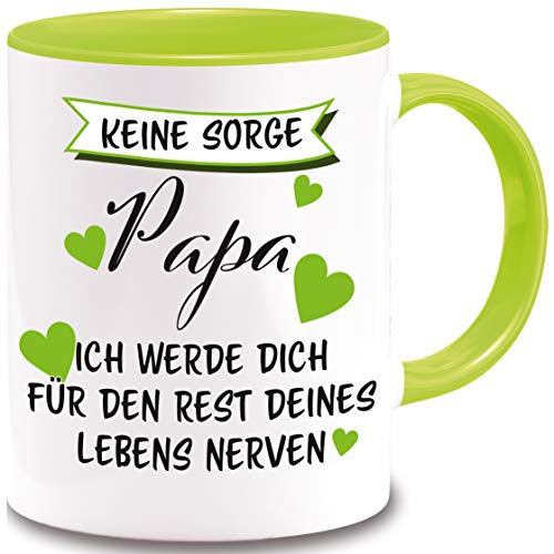 Tasse Papa Geschenk Vatertag Vater nerven Spruch Lustig Tasse Papa Geschenkideen (Hellgrün) von BOO Shirt