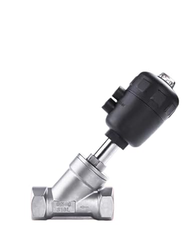 BOOGHIGC 1/4" 3/8" 1/2" 3/4" 1" -2" BSPT Innengewinde Y-förmiges 304 316 Edelstahl pneumatisch betätigtes Winkelsitzventil Dampf Gas Öl Wasser(Bspt Ss304-c-open,DN25 Actuator-50mm) von BOOGHIGC
