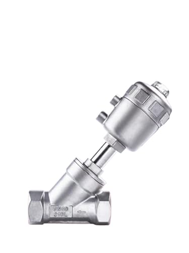 BOOGHIGC 1/4" 3/8" 1/2" 3/4" 1" -2" BSPT Innengewinde Y-förmiges 304 316 Edelstahl pneumatisch betätigtes Winkelsitzventil Dampf Gas Öl Wasser(Bspt Ss316l-b-open,DN25 Actuator-50mm) von BOOGHIGC