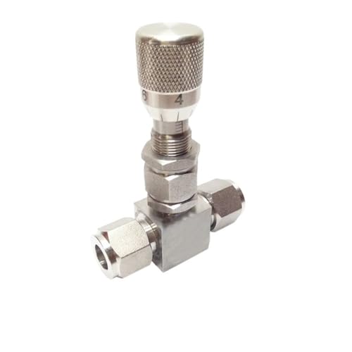BOOGHIGC 1/8" 1/4" 3/8" 1/2" 3 4 6 8 10 12mm Rohrkompressions-Durchflusskontrolle Micro Scale Nadelventil 304 Edelstahl(6.35mm) von BOOGHIGC