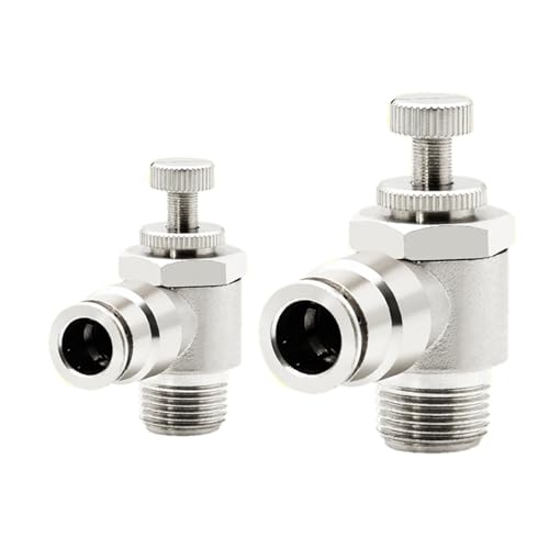 BOOGHIGC 6PCS Alle Kupfer Vernickelt Schnell Stecker Luftröhre Pneumatische SL4/6/8/10/12mm Zylinder Geschwindigkeit Ventil Drossel Ventil Außengewinde(SL8-03) von BOOGHIGC